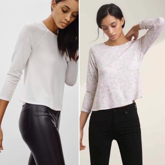 Aritzia Tops - Aritzia Wilfred Free Brauw T-Shirt Cream Floral Print 3/4 Sleeve Top
